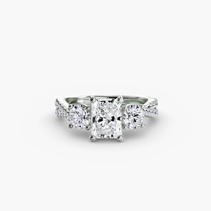Aurelia Three-Stone Ring with Pavé Band