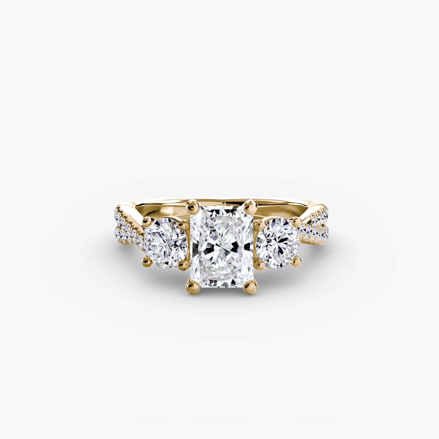 Aurelia Three-Stone Ring with Pavé Band