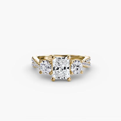 Aurelia Three-Stone Ring with Pavé Band