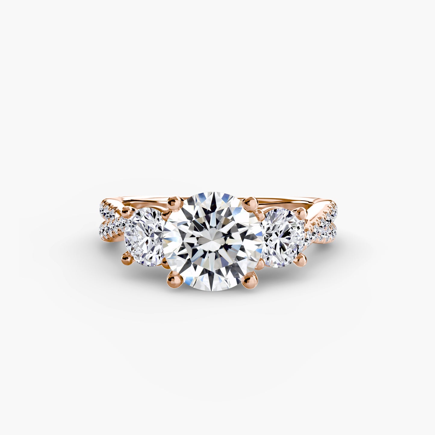 Aurelia Three-Stone Ring with Pavé Band