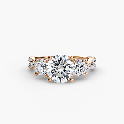 Aurelia Three-Stone Ring with Pavé Band