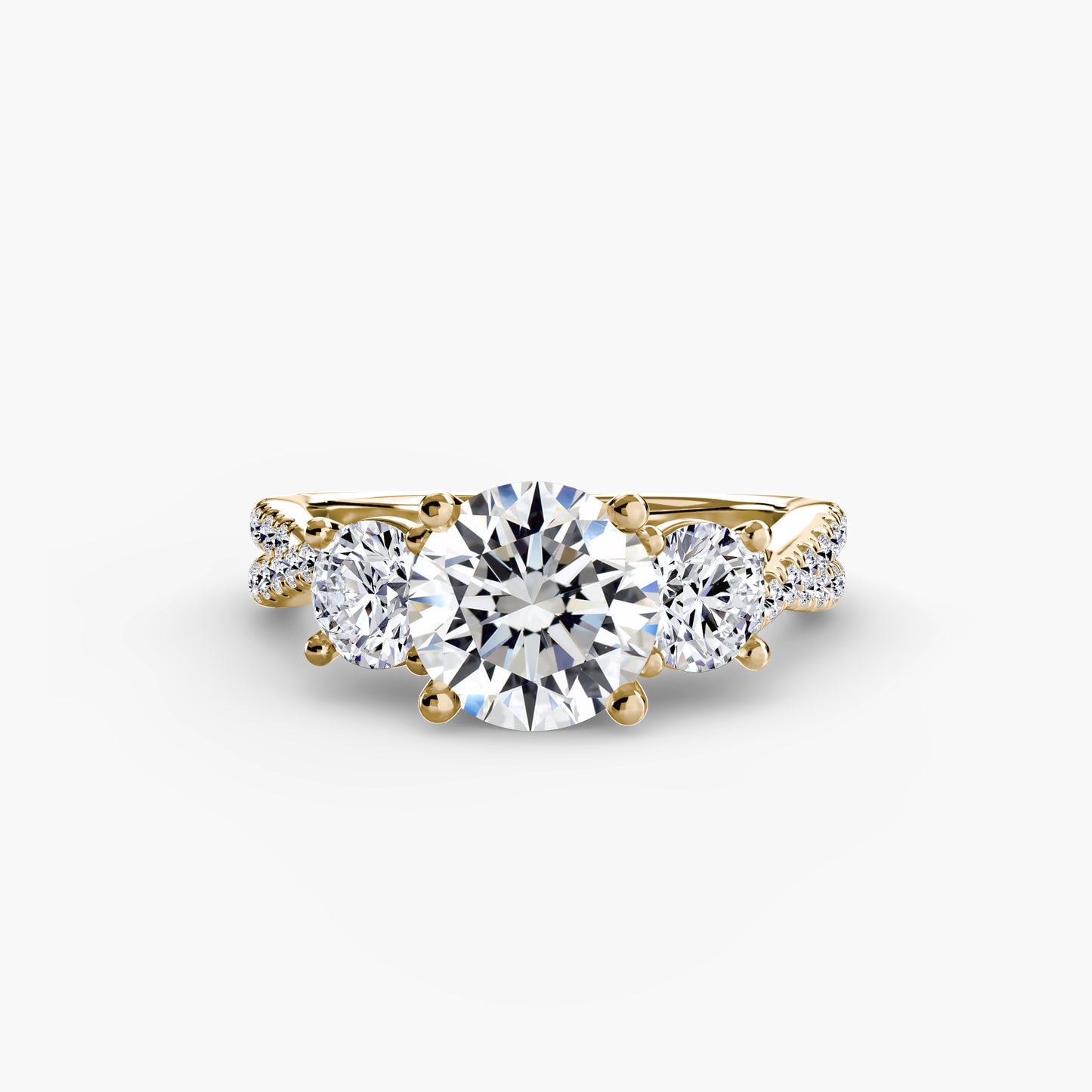 Aurelia Three-Stone Ring with Pavé Band
