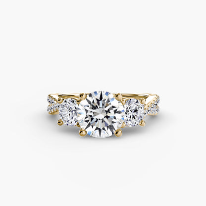 Aurelia Three-Stone Ring with Pavé Band