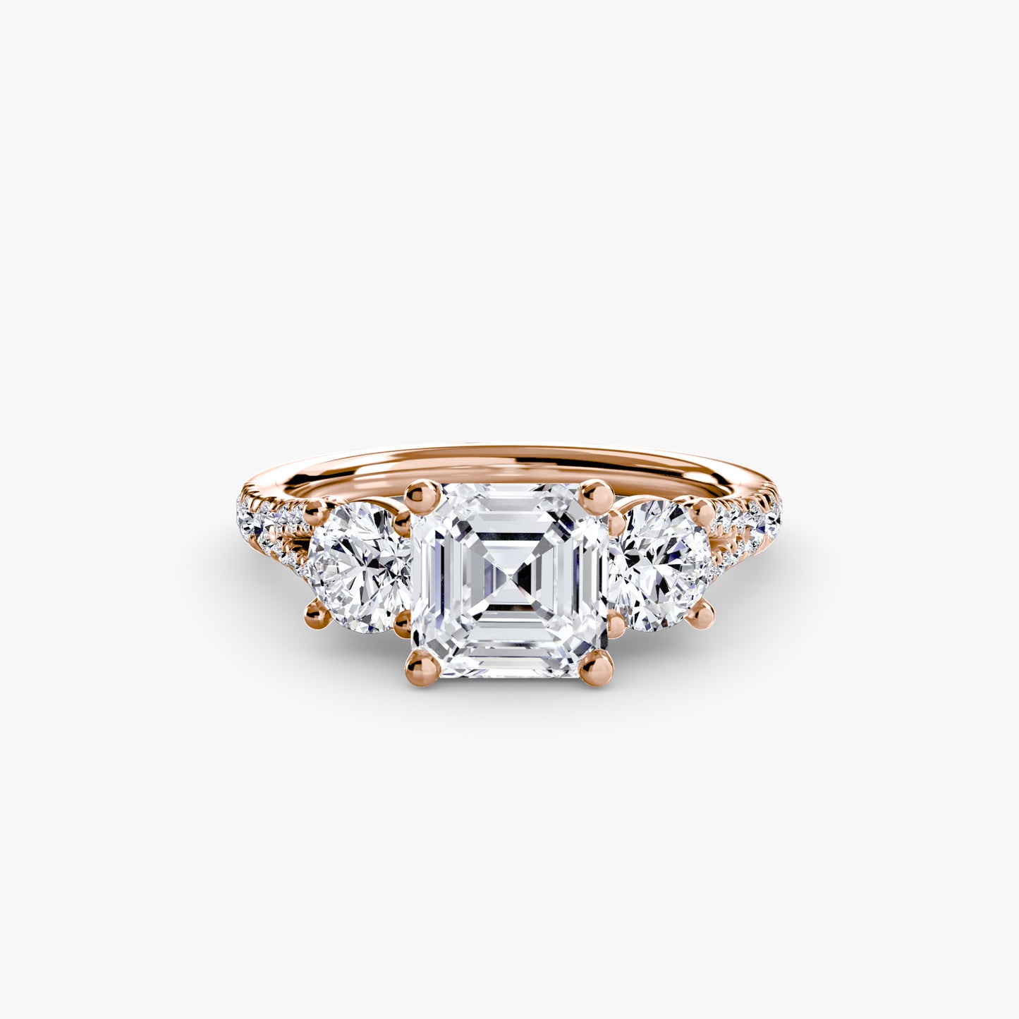 Amy Three Stone Engagement with Pave Band