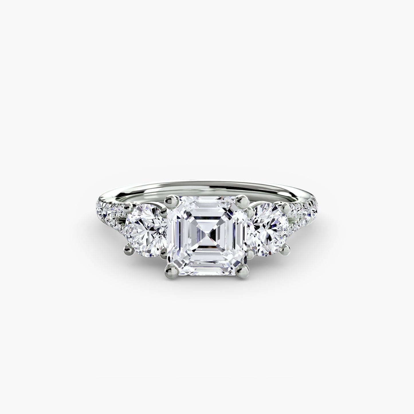 Amy Three Stone Engagement with Pave Band