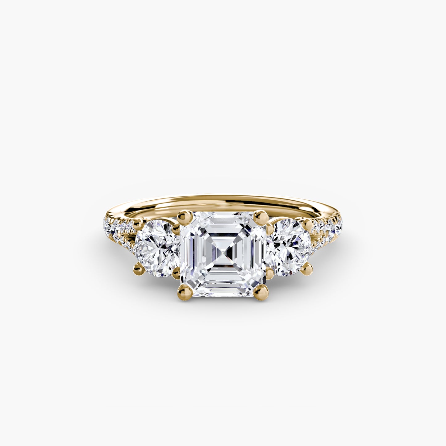 Amy Three Stone Engagement with Pave Band