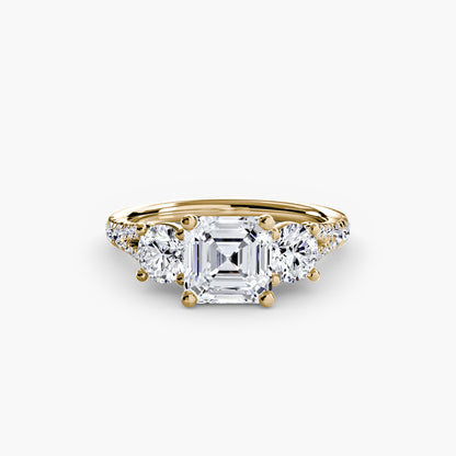 Amy Three Stone Engagement with Pave Band