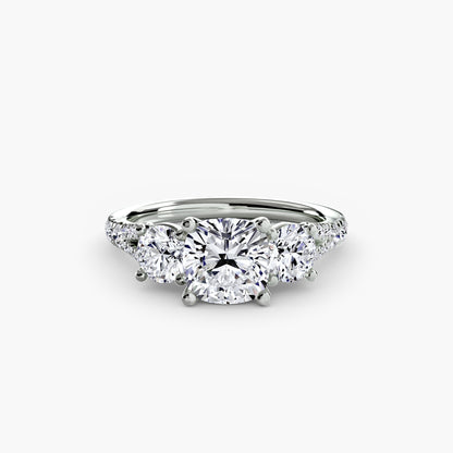 Amy Three Stone Engagement with Pave Band