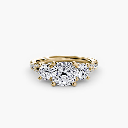 Amy Three Stone Engagement with Pave Band