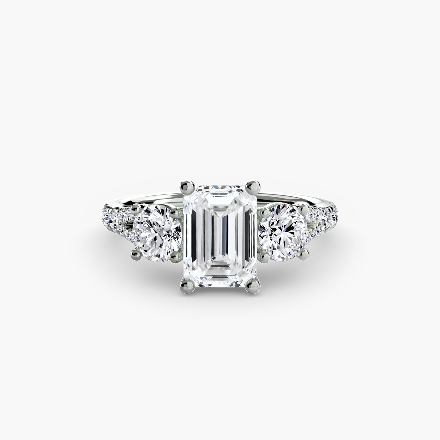 Amy Three Stone Engagement with Pave Band