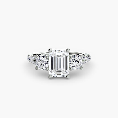 Amy Three Stone Engagement with Pave Band