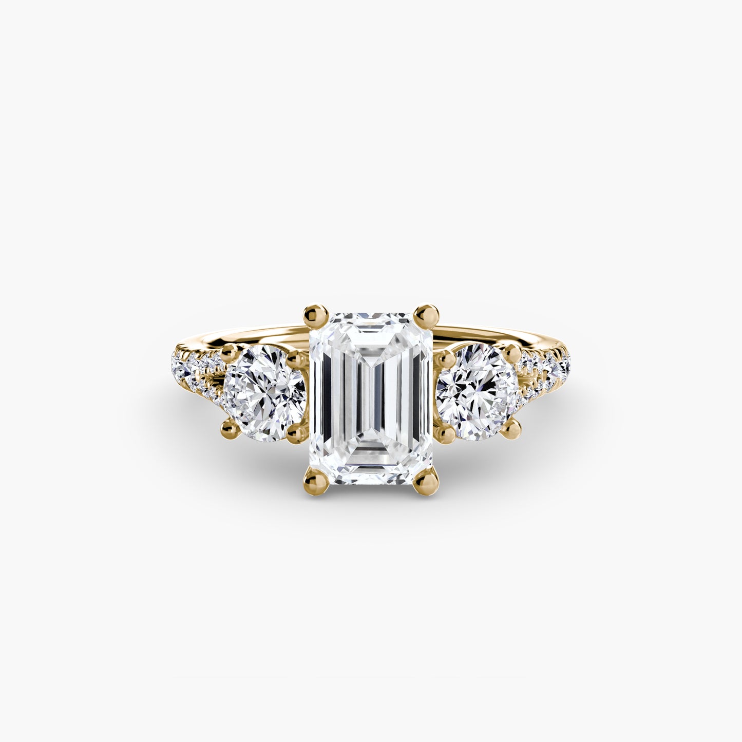 Amy Three Stone Engagement with Pave Band