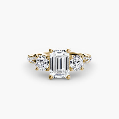 Amy Three Stone Engagement with Pave Band