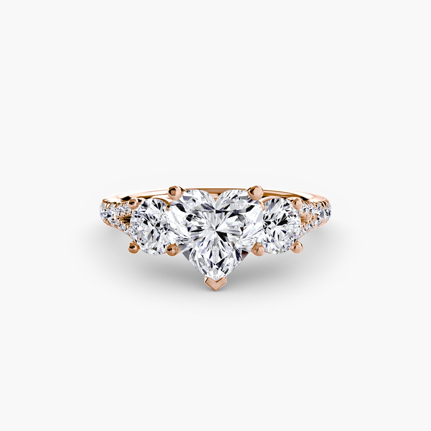 Amy Three Stone Engagement with Pave Band