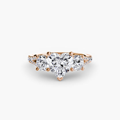 Amy Three Stone Engagement with Pave Band