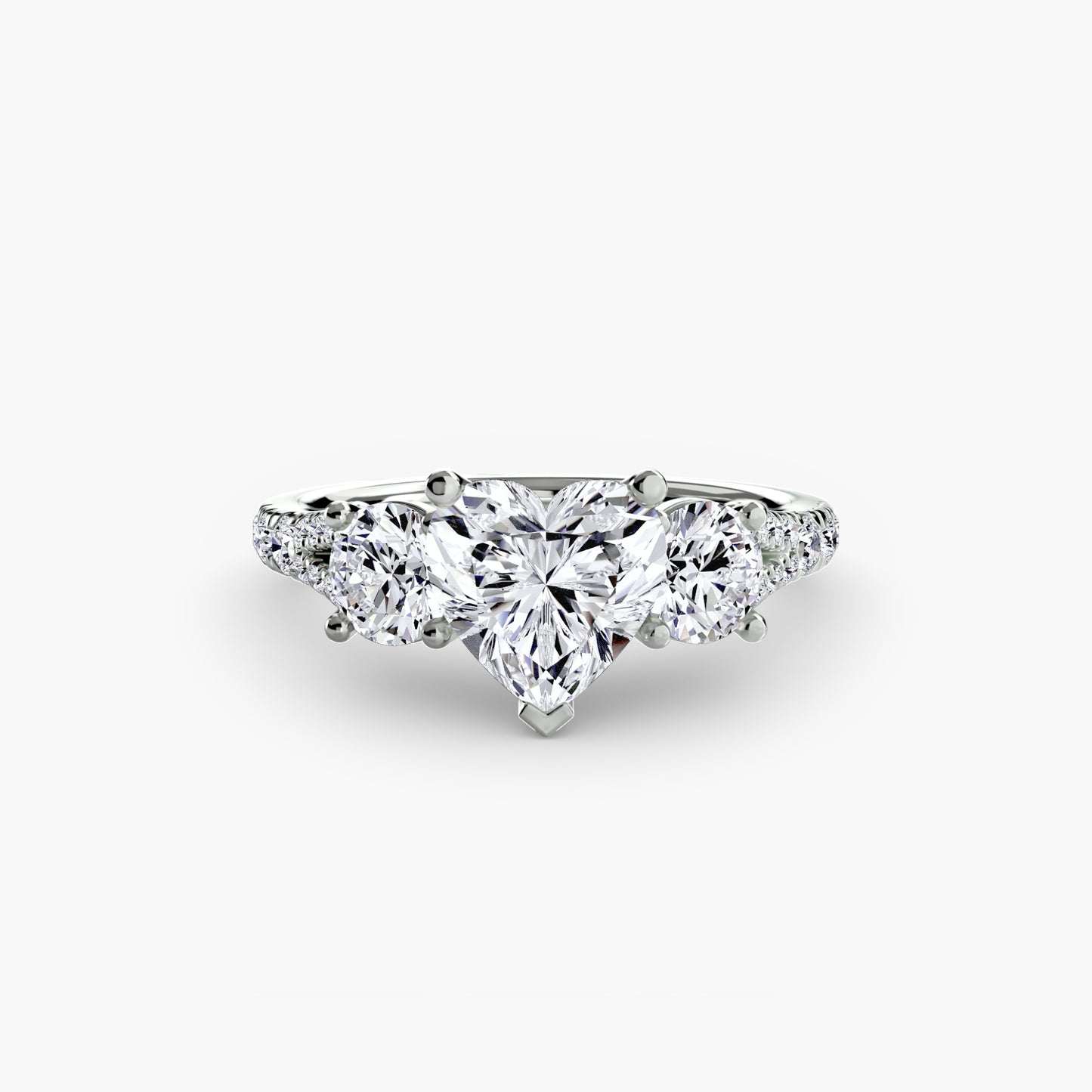 Amy Three Stone Engagement with Pave Band