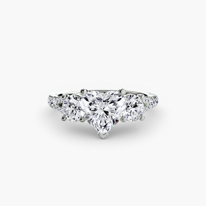 Amy Three Stone Engagement with Pave Band