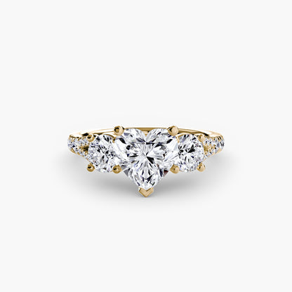 Amy Three Stone Engagement with Pave Band