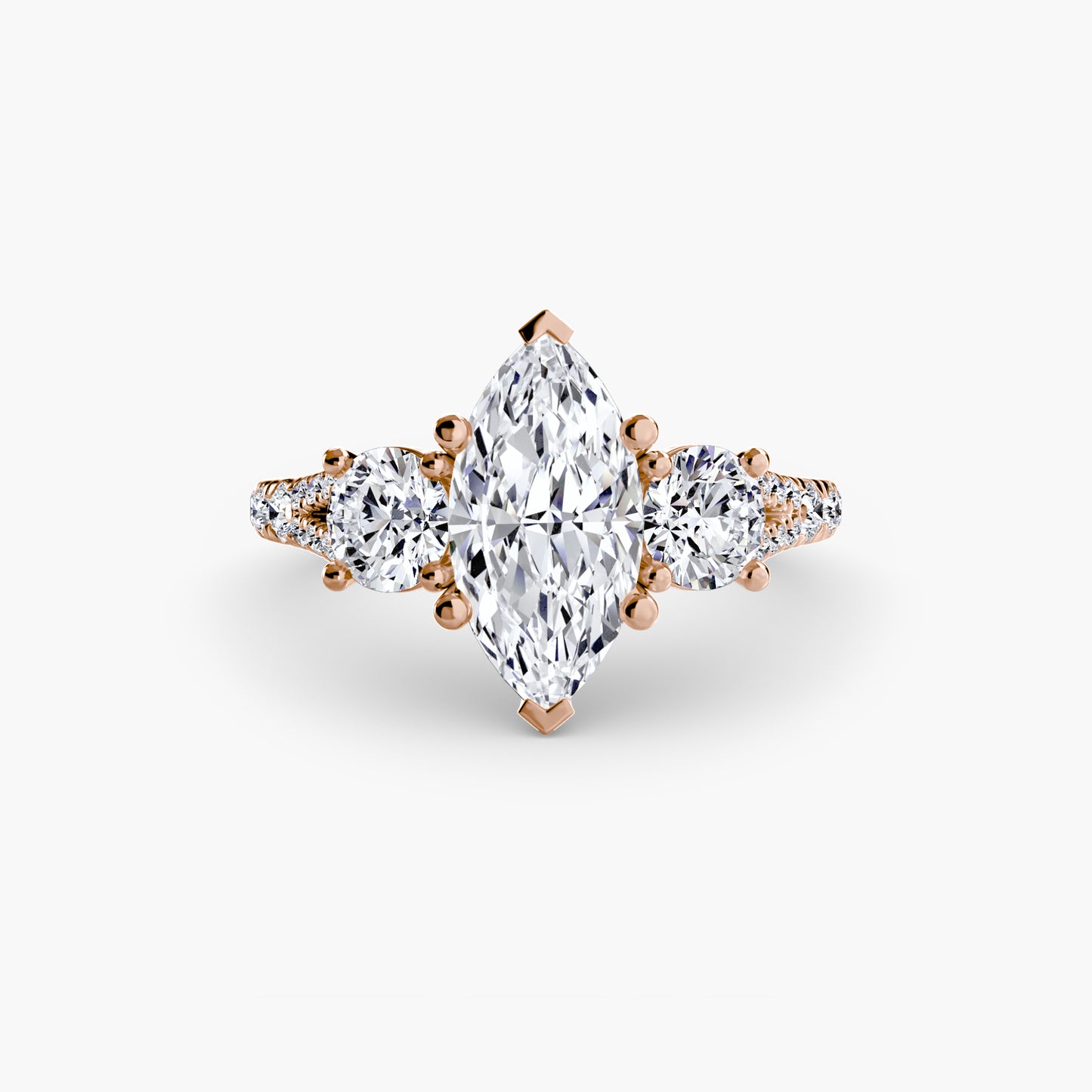 Amy Three Stone Engagement with Pave Band
