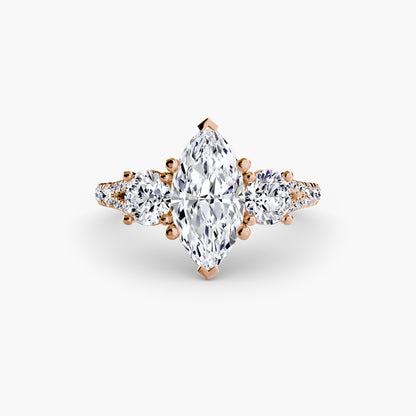 Amy Three Stone Engagement with Pave Band