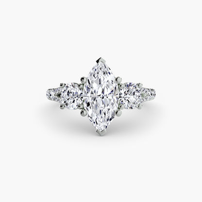 Amy Three Stone Engagement with Pave Band