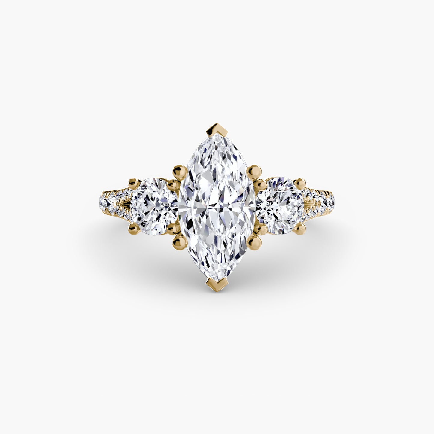 Amy Three Stone Engagement with Pave Band