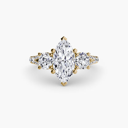 Amy Three Stone Engagement with Pave Band