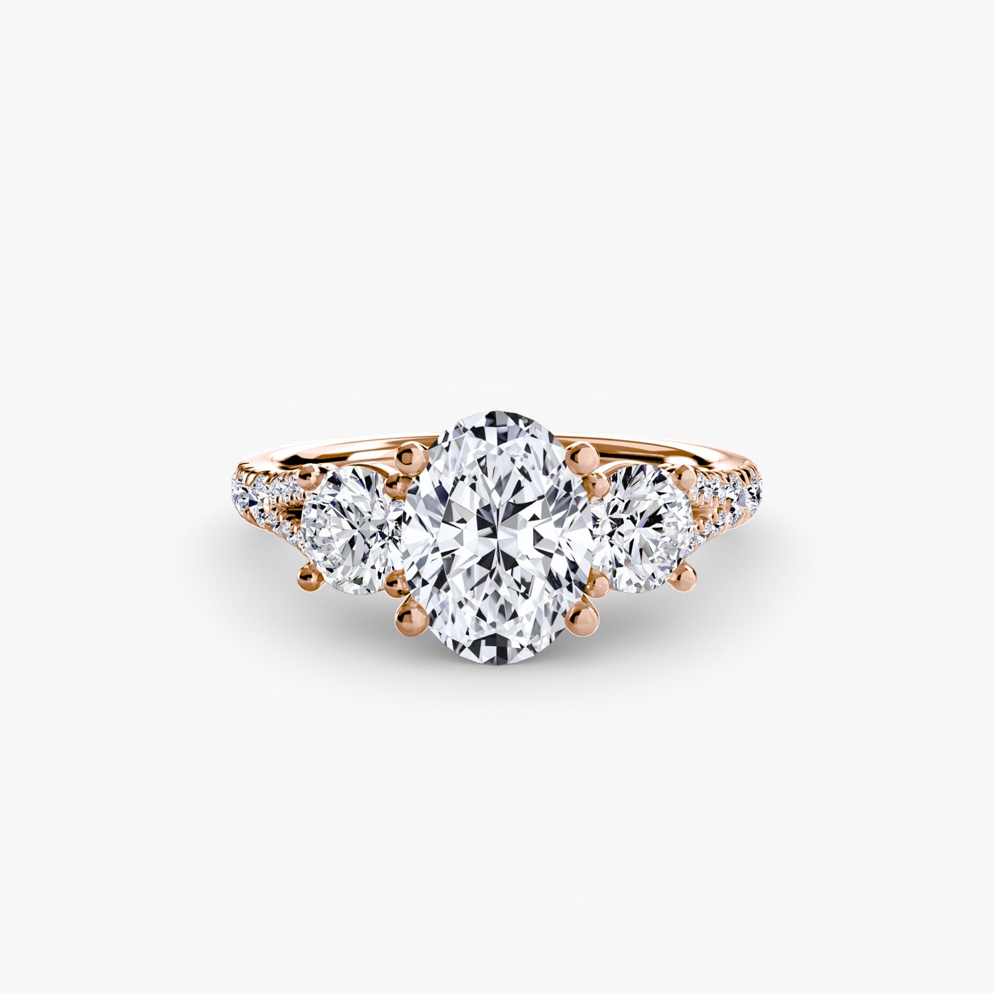 Amy Three Stone Engagement with Pave Band