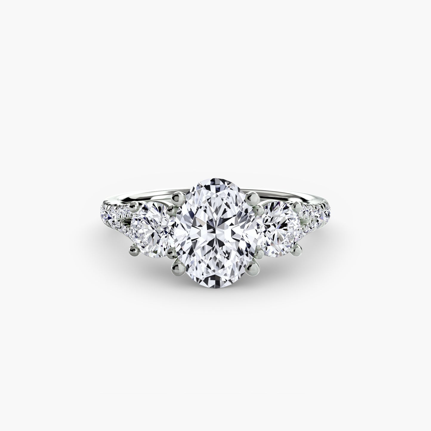 Amy Three Stone Engagement with Pave Band