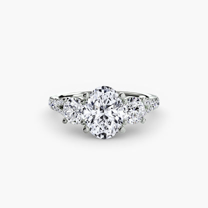 Amy Three Stone Engagement with Pave Band
