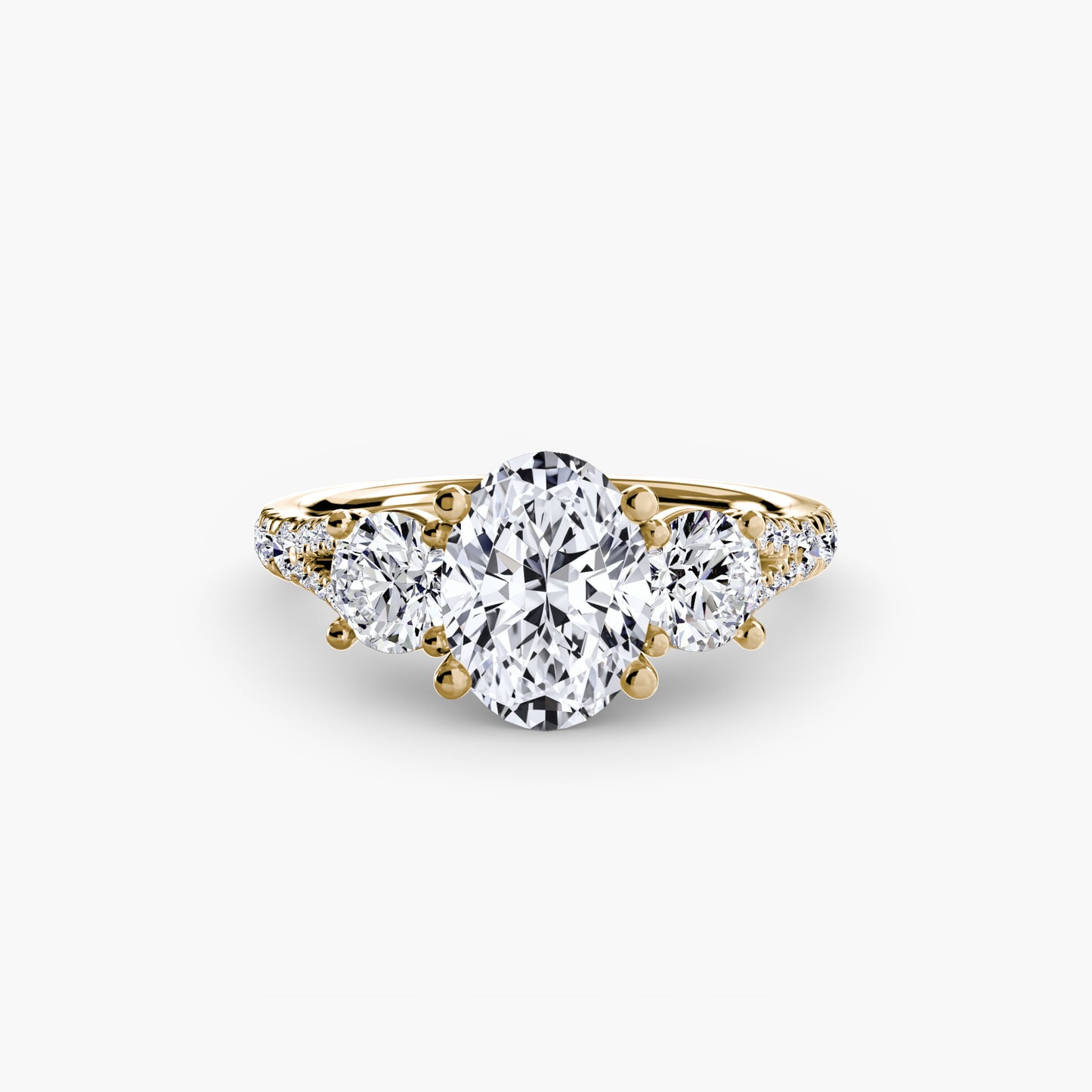 Amy Three Stone Engagement with Pave Band