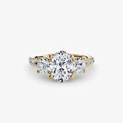 Amy Three Stone Engagement with Pave Band