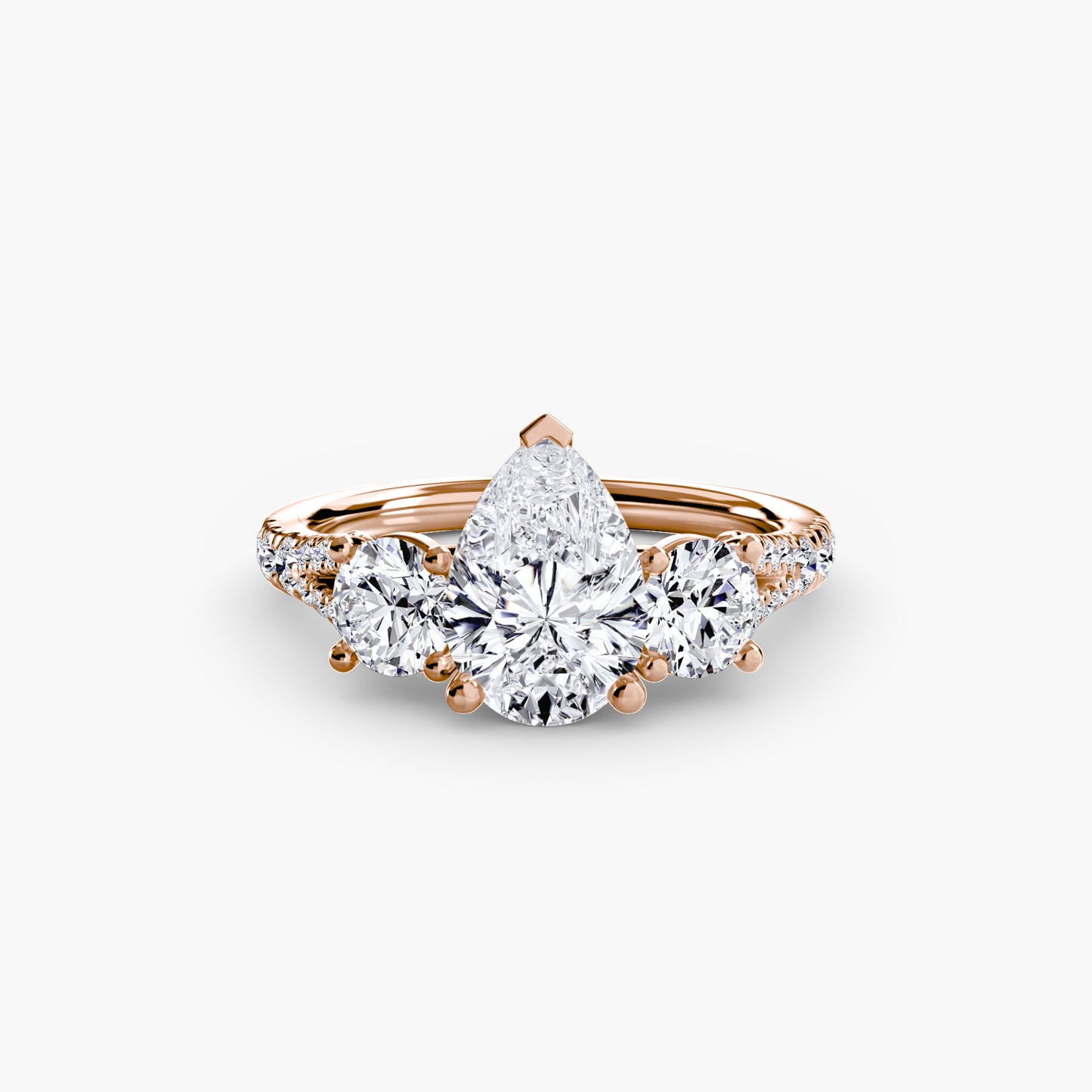 Amy Three Stone Engagement with Pave Band