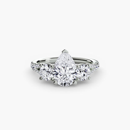 Amy Three Stone Engagement with Pave Band