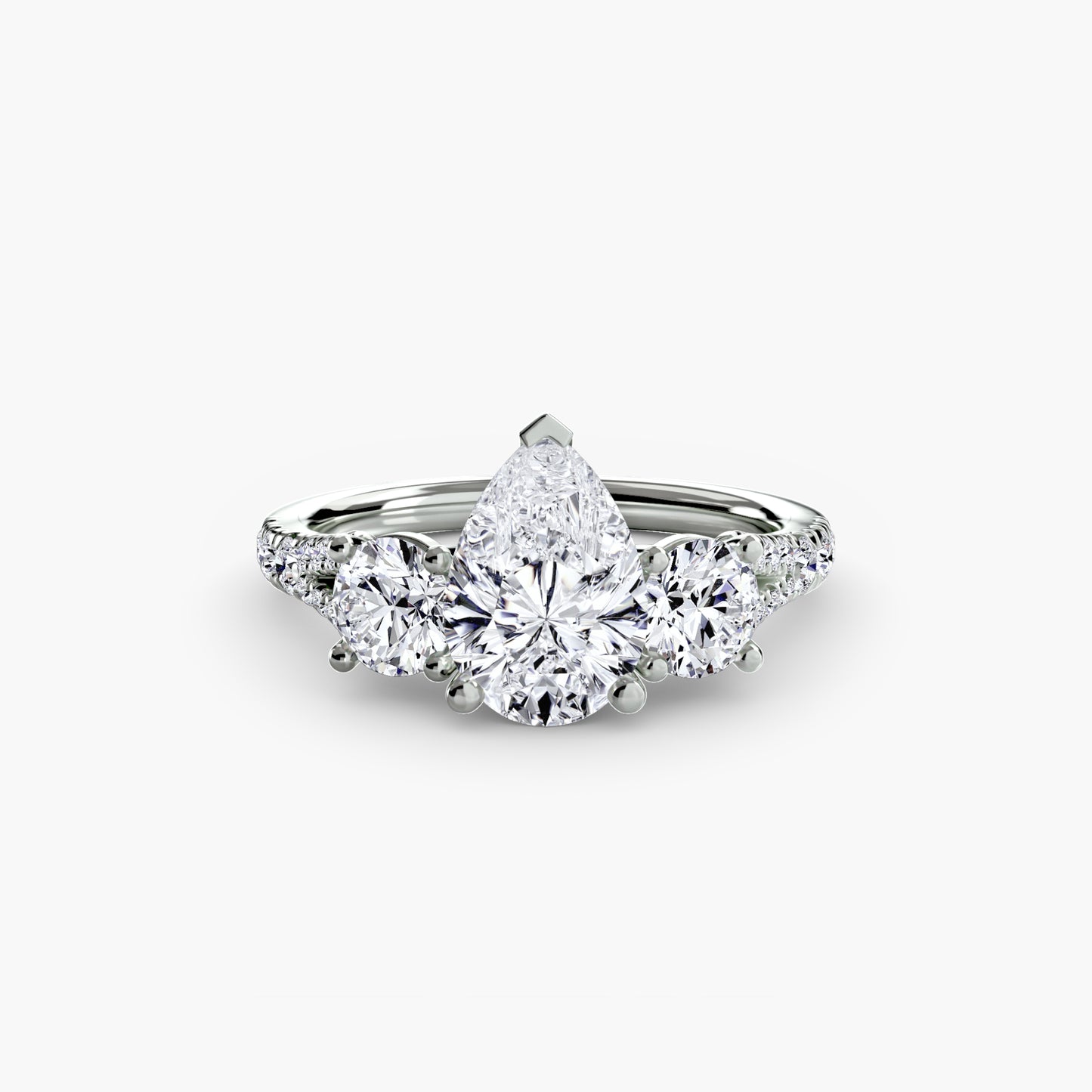 Amy Three Stone Engagement with Pave Band