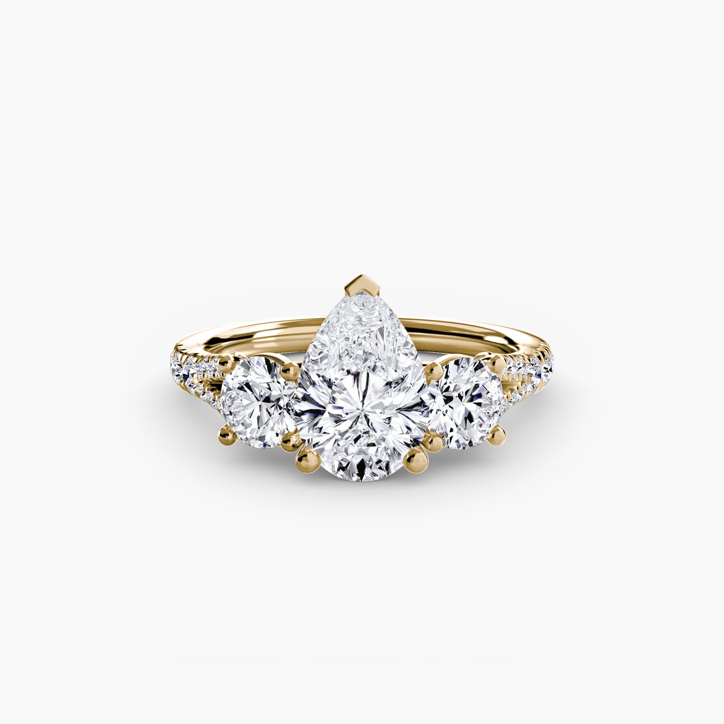 Amy Three Stone Engagement with Pave Band