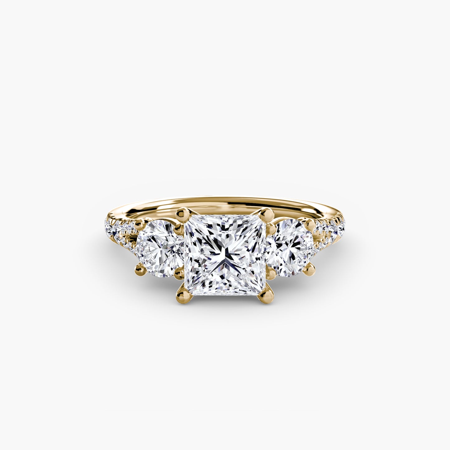 Amy Three Stone Engagement with Pave Band