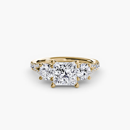 Amy Three Stone Engagement with Pave Band