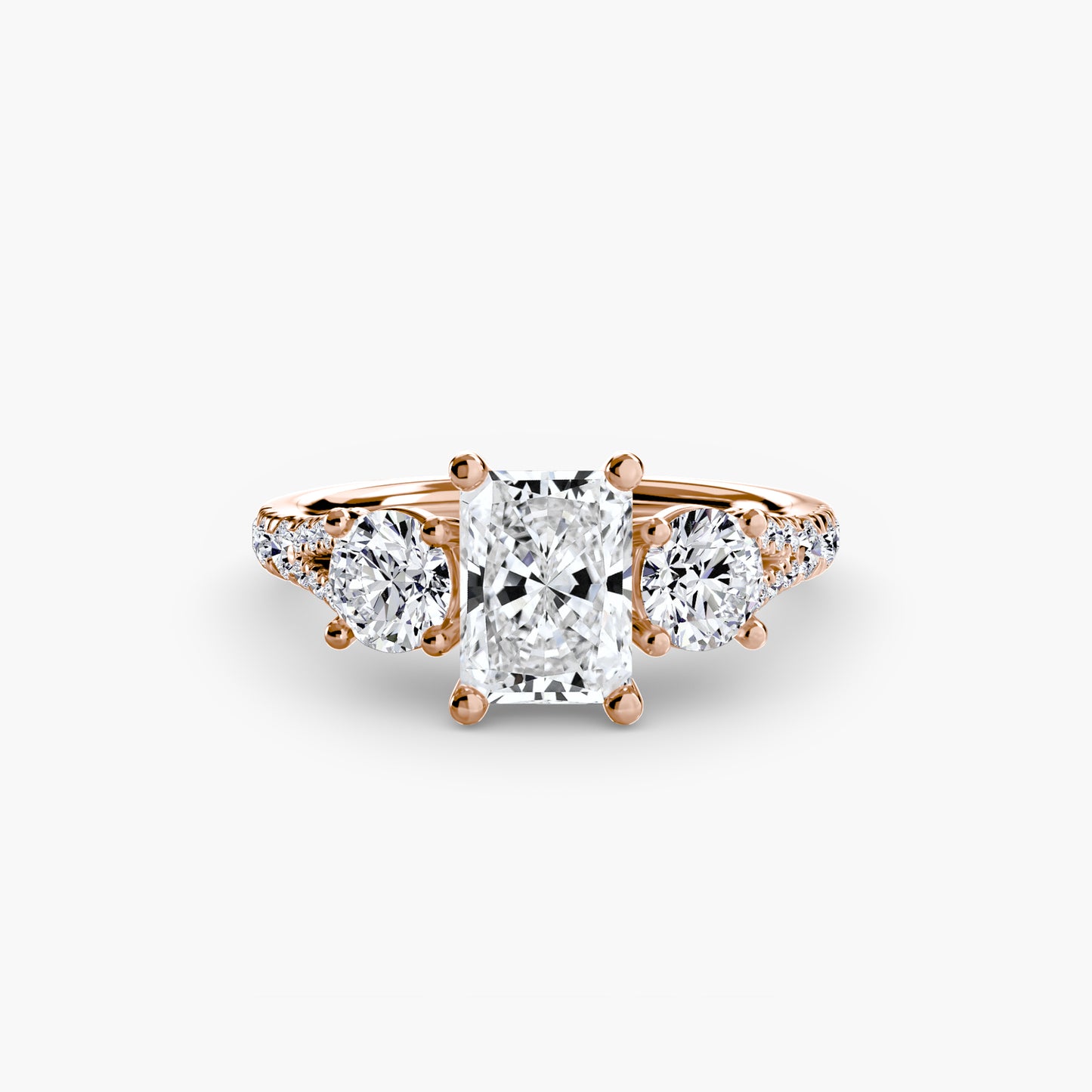 Amy Three Stone Engagement with Pave Band