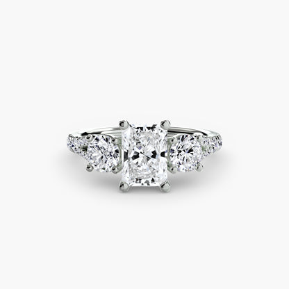 Amy Three Stone Engagement with Pave Band