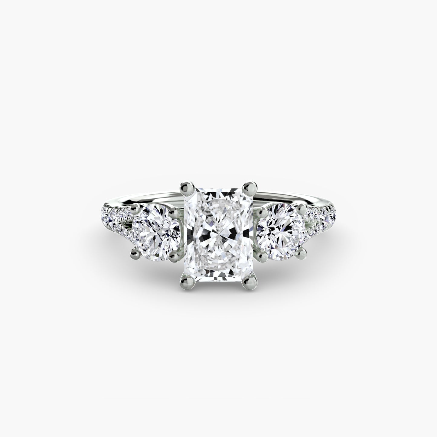 Amy Three Stone Engagement with Pave Band
