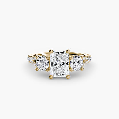 Amy Three Stone Engagement with Pave Band