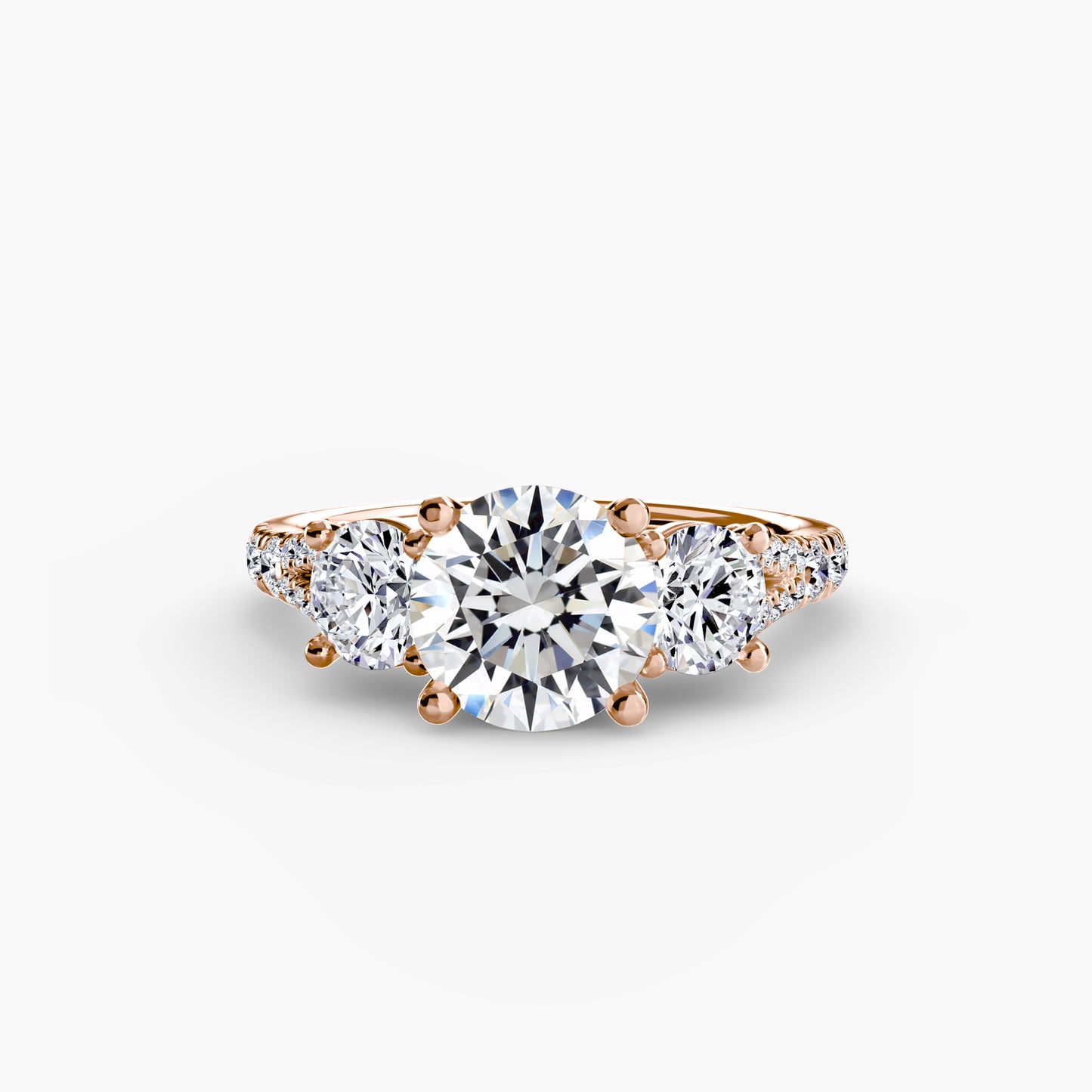 Amy Three Stone Engagement with Pave Band
