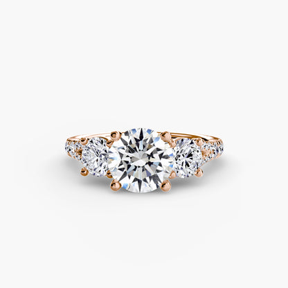 Amy Three Stone Engagement with Pave Band