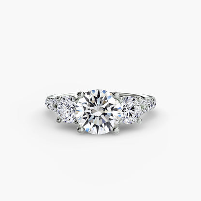Amy Three Stone Engagement with Pave Band