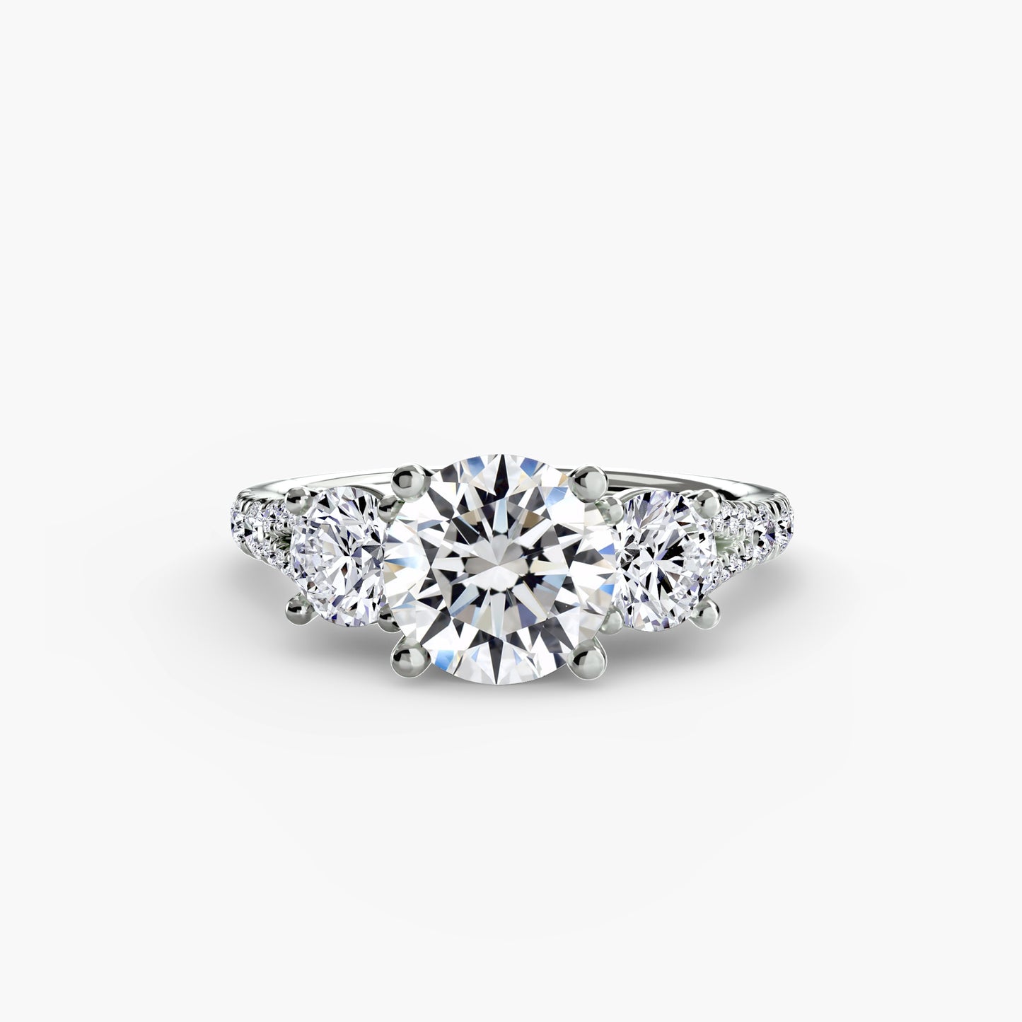 Amy Three Stone Engagement with Pave Band