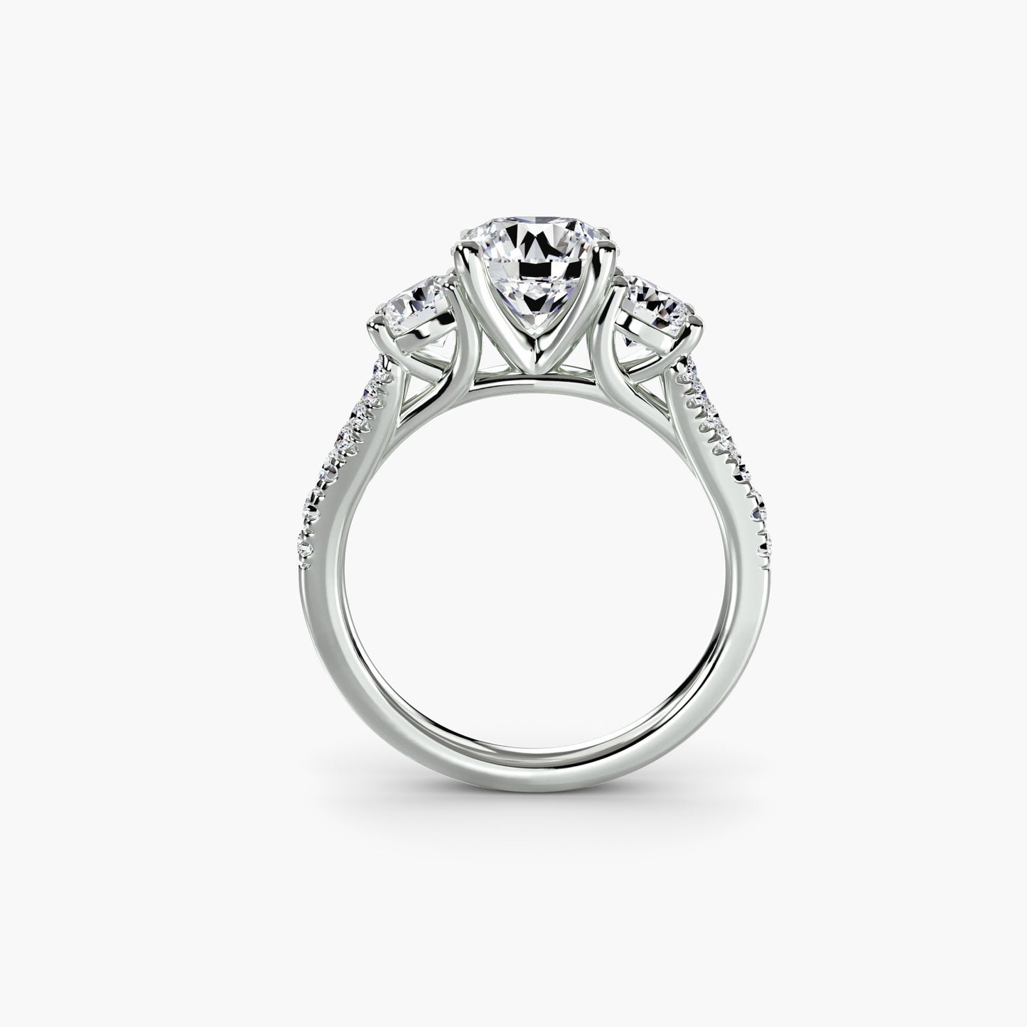 Amy Three Stone Engagement with Pave Band