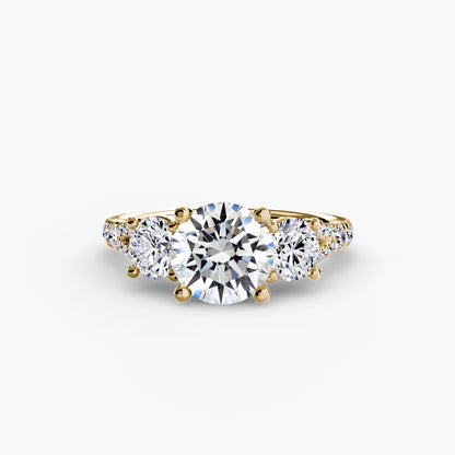 Amy Three Stone Engagement with Pave Band