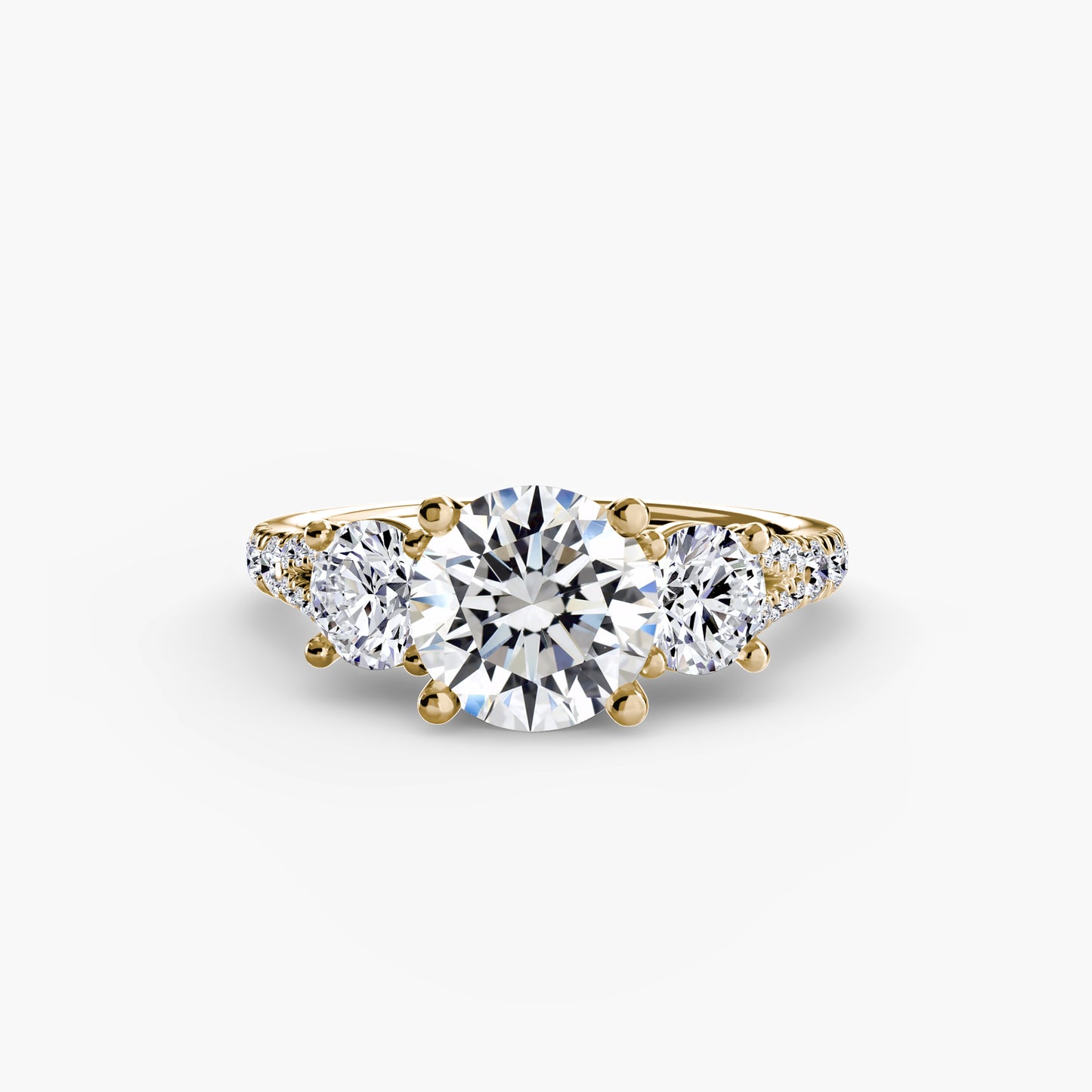 Amy Three Stone Engagement with Pave Band