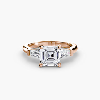 Elsa Three Stone Ring with Baguette Side Stones